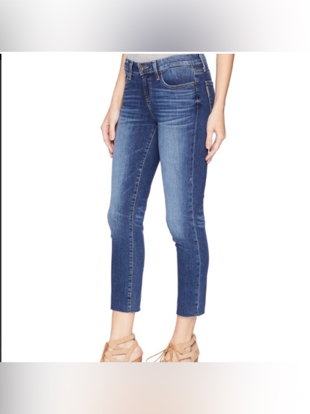 Paige Skyline Skinny Crop Raw Hem Jeans. Size 25. B14